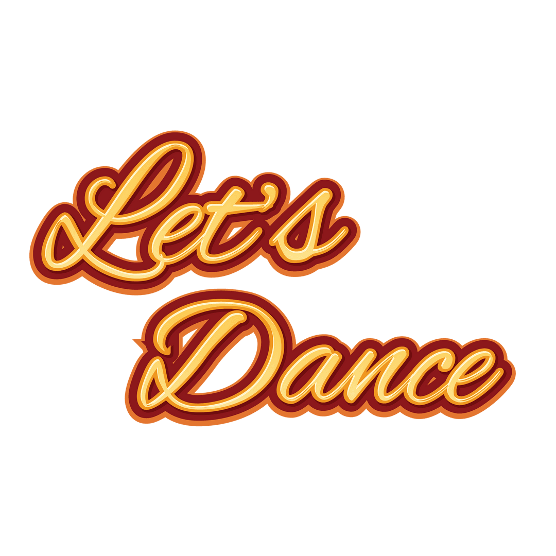 Retro Dance Party Text on Transparent Background