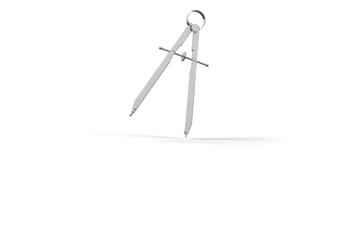 Transparent 3D Illustration of Drawing Compass for Geometric Design