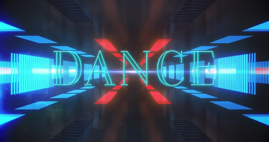 Neon DANCE Sign in Futuristic Cyberpunk Corridor