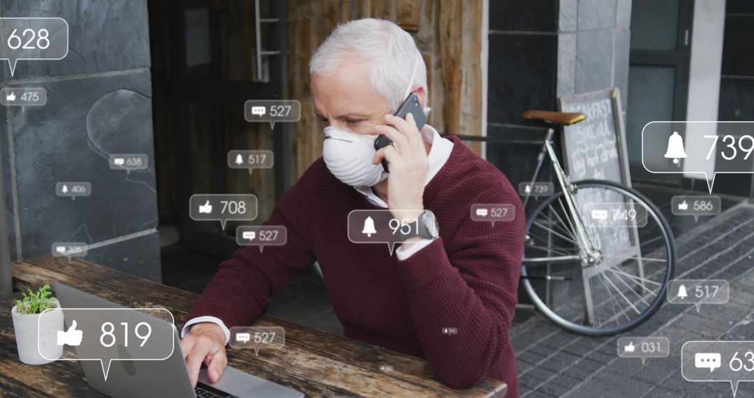 Chef Utilizing Technology Outdoor while Addressing Online Engagement