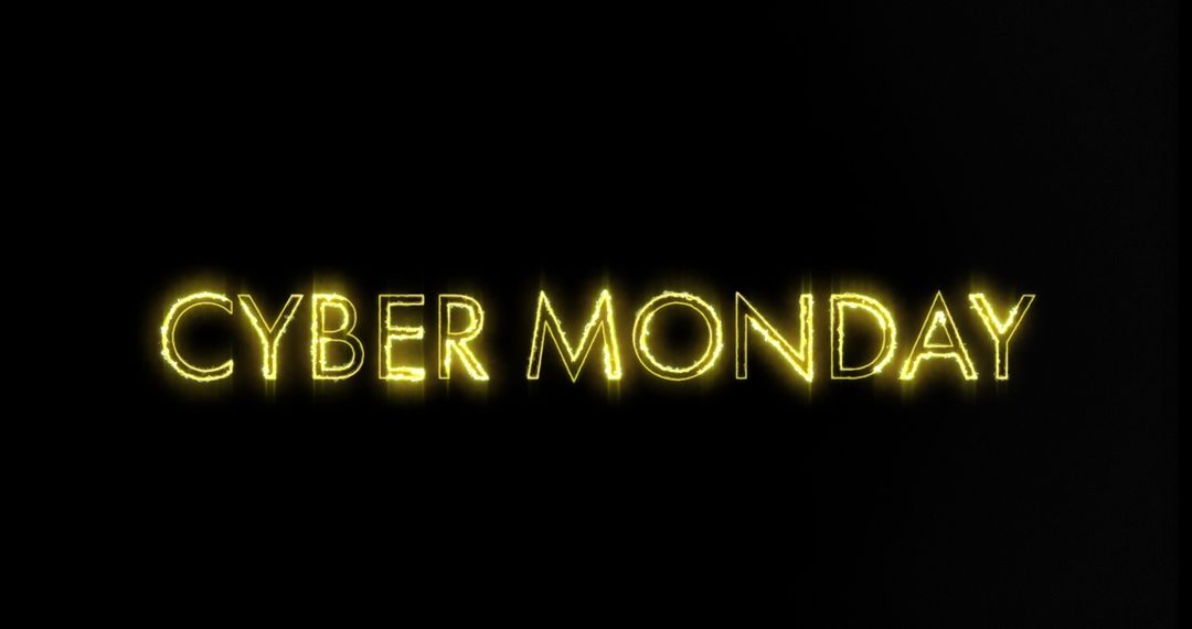 Bright Neon Cyber Monday Sign in Dark Background