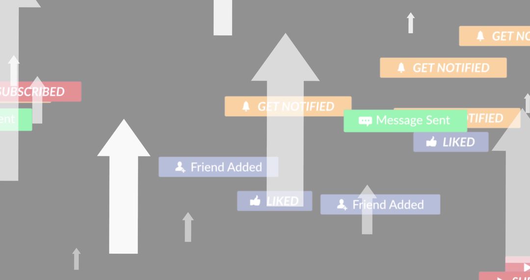 Floating Social Media Icons on Gray Background