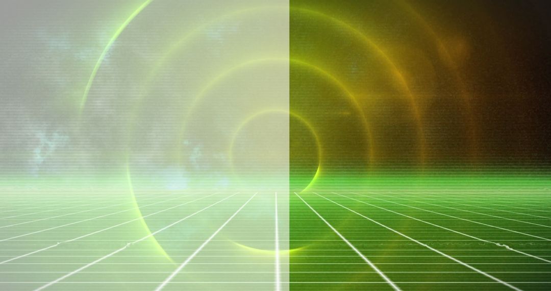 Futuristic Radar Interface with Digital Grid Background