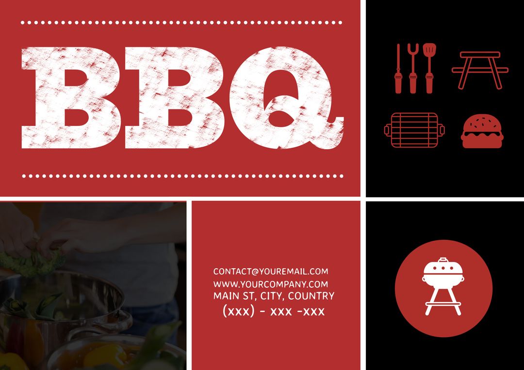 Vintage-Inspired BBQ Cookout Flyer with Red Background - Download Free Stock Templates Pikwizard.com