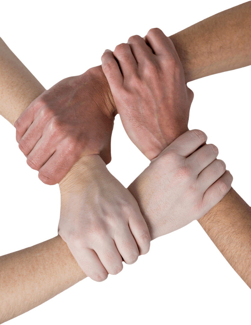 Transparent Multicultural Hands Uniting Chain Collaboration Concept