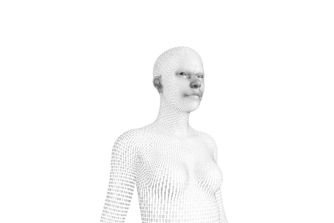 Transparent Binary Woman Model with Futuristic Design