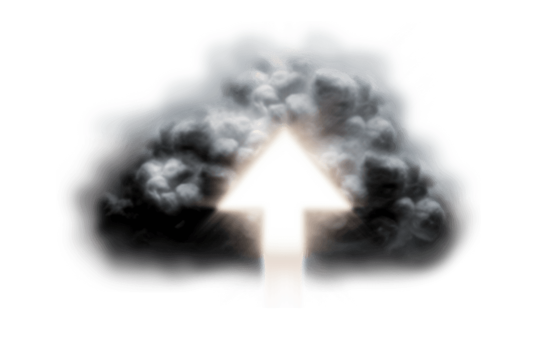 Transparent Dark Cloud with Illuminated Upward Arrow