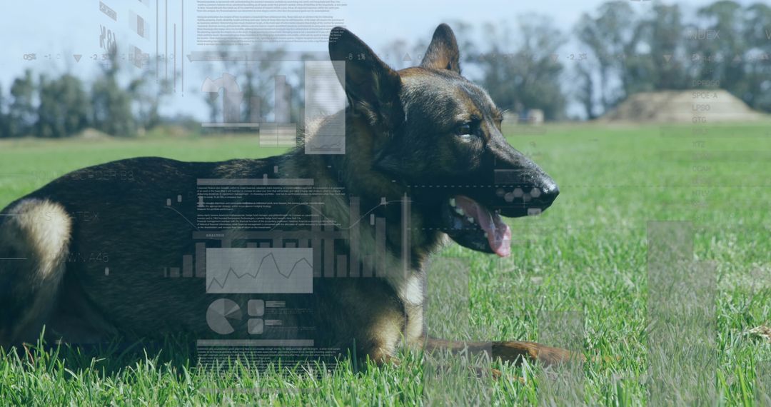German Shepherd with Digital Interface and Data Elements