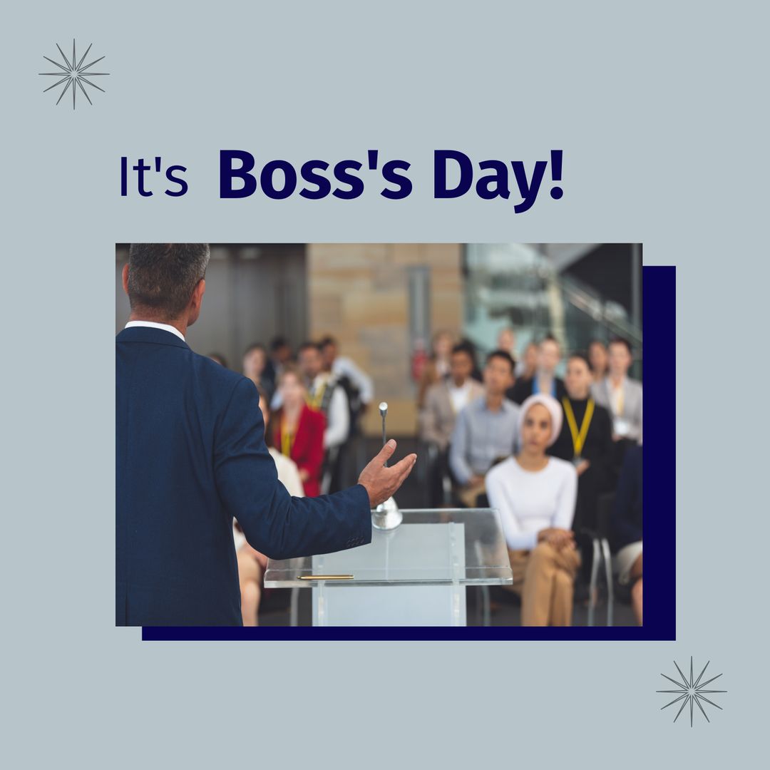 Celebrating Boss's Day with Diverse Business Team in Office Setting
