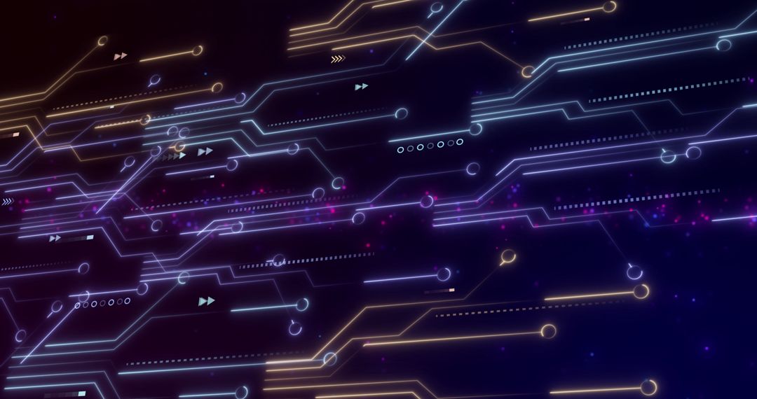 Futuristic Glowing Circuit Board and Data Flow