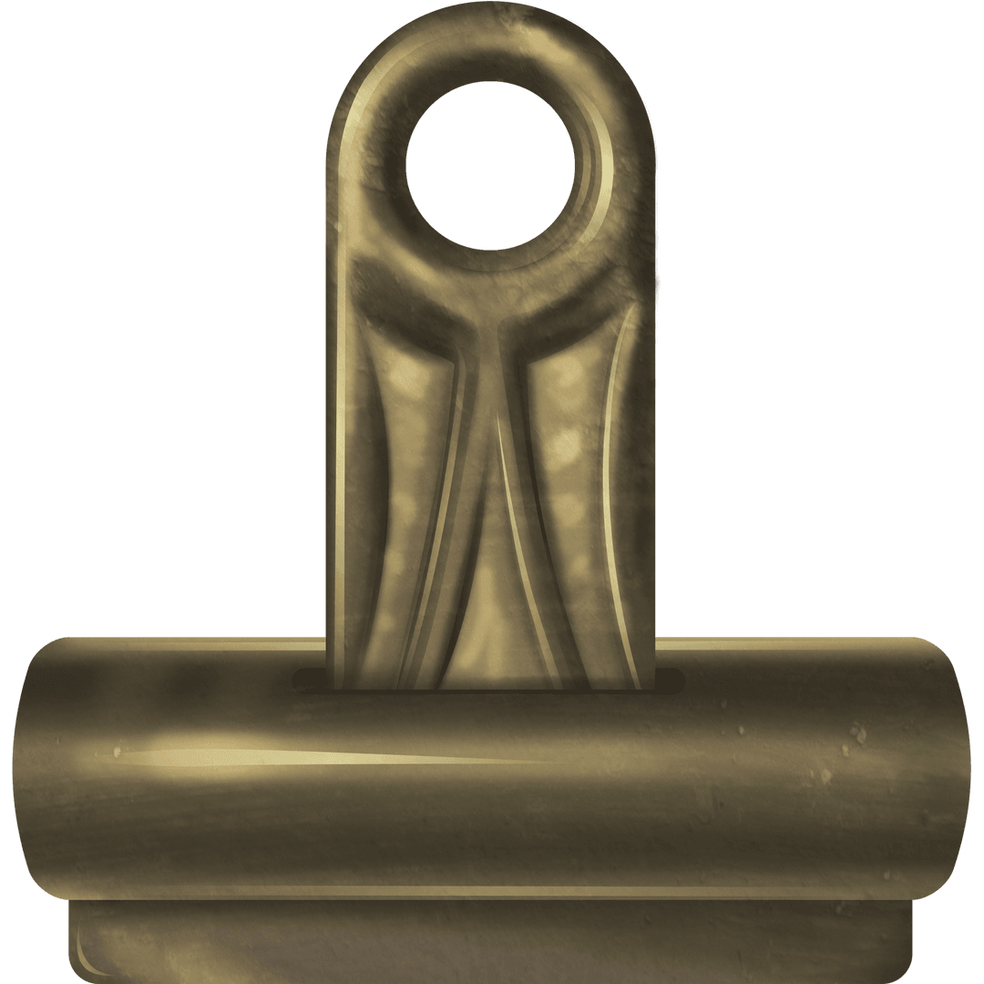 Digital Illustration of Golden Paper Clip on Transparent Background