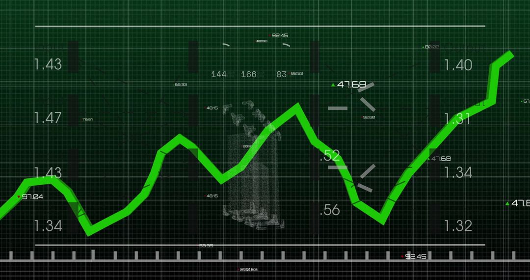 Abstract Digital Data with Upward Trending Line Graph