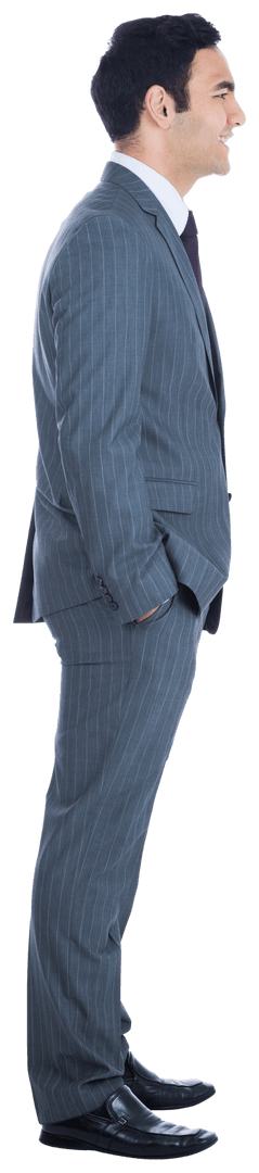 Happy Biracial Businessman Smiling on Transparent Background