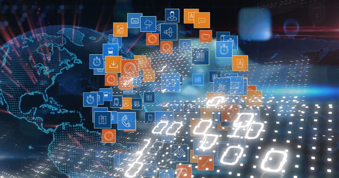 Digital Media Icons on Global Business Interface