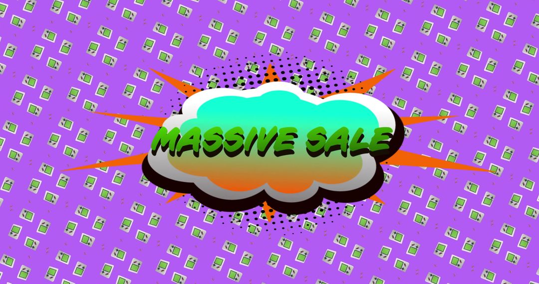 Vibrant Retro Massive Sale Graphic with Burst Effect