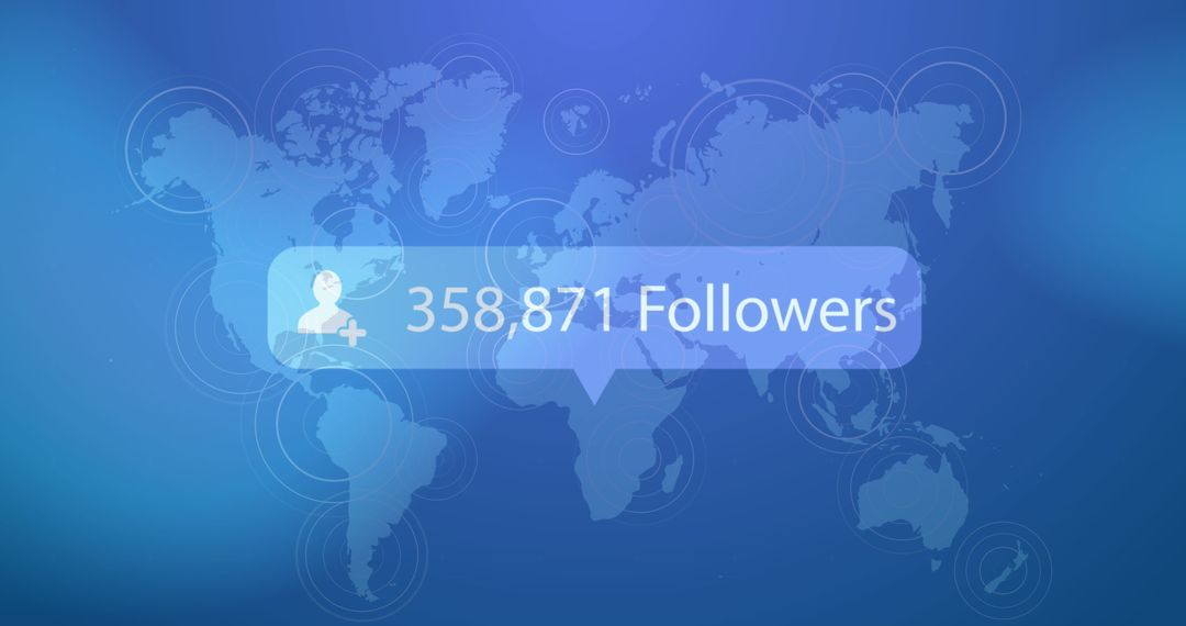 Global Social Media Followers Count Over World Map - Free Images, Stock Photos and Pictures on Pikwizard.com