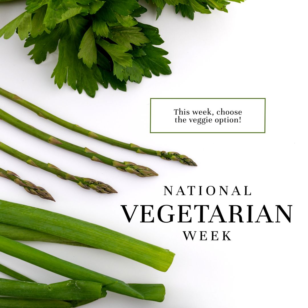 Celebrating National Vegetarian Week with Fresh Green Produce - Download Free Stock Templates Pikwizard.com