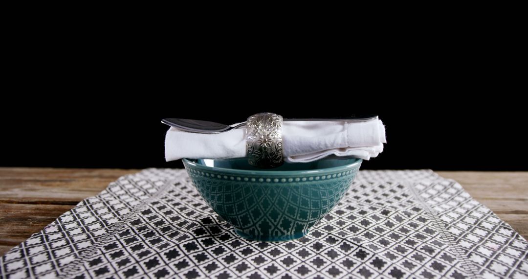 Elegant Table Setting with Silver Napkin Ring and Bowl - Free Images, Stock Photos and Pictures on Pikwizard.com