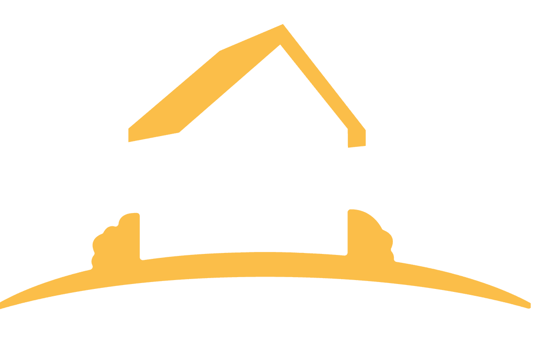 Yellow House Silhouette with Trees on Transparent Background