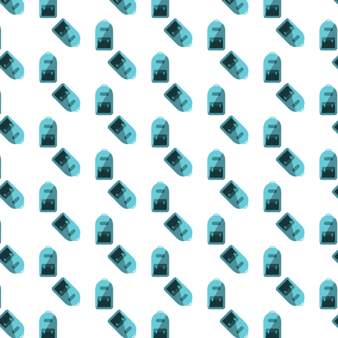 Seamless Blue Backpack Pattern on Transparent Background