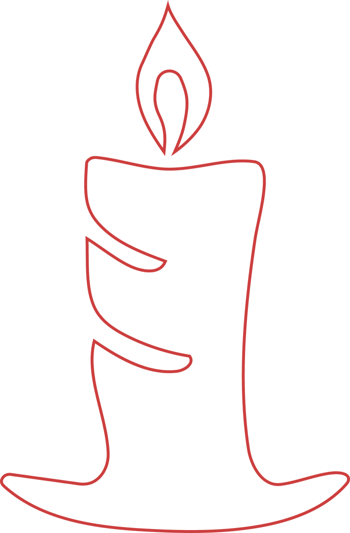 Red Candle Line Art on Transparent Background for Celebrations