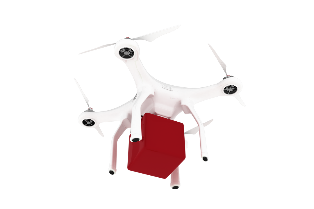 Transparent Drone with Red Delivery Box in Mid-flight - Download Free Stock Images Pikwizard.com