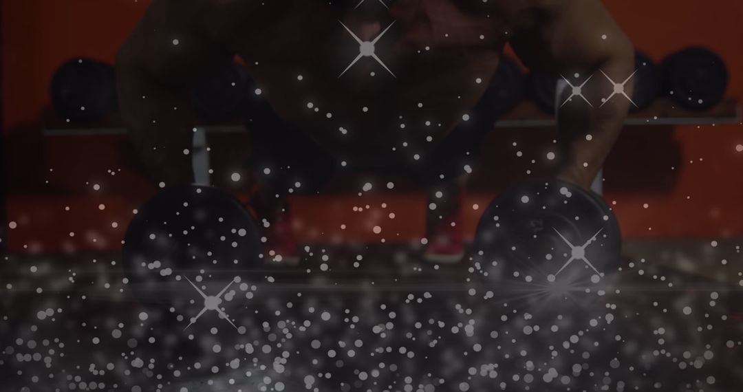 Dynamic Fitness Exercise with Sparkling Digital Effects