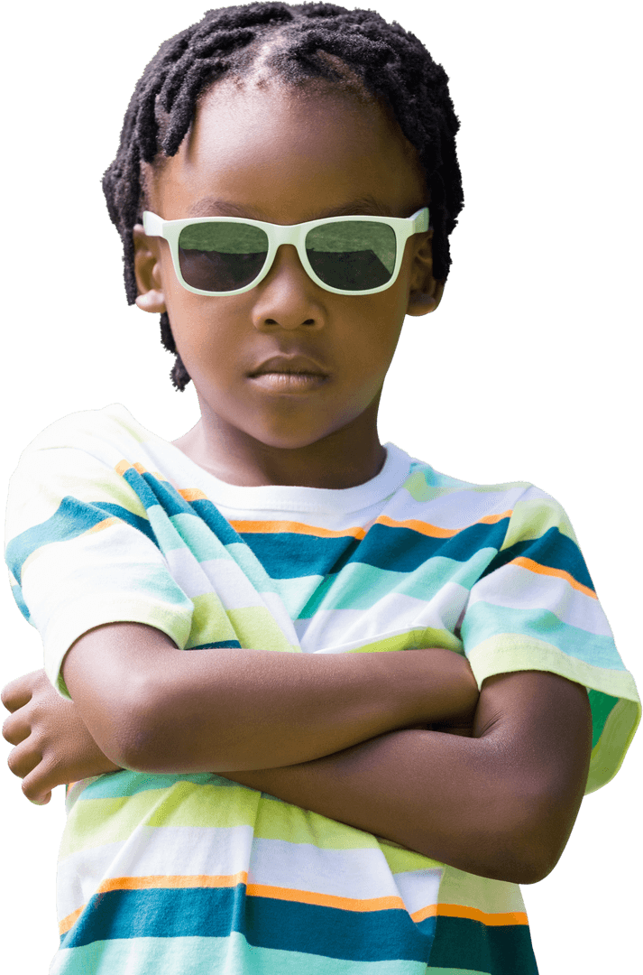 Confident Child in Sunglasses with Transparent Background
