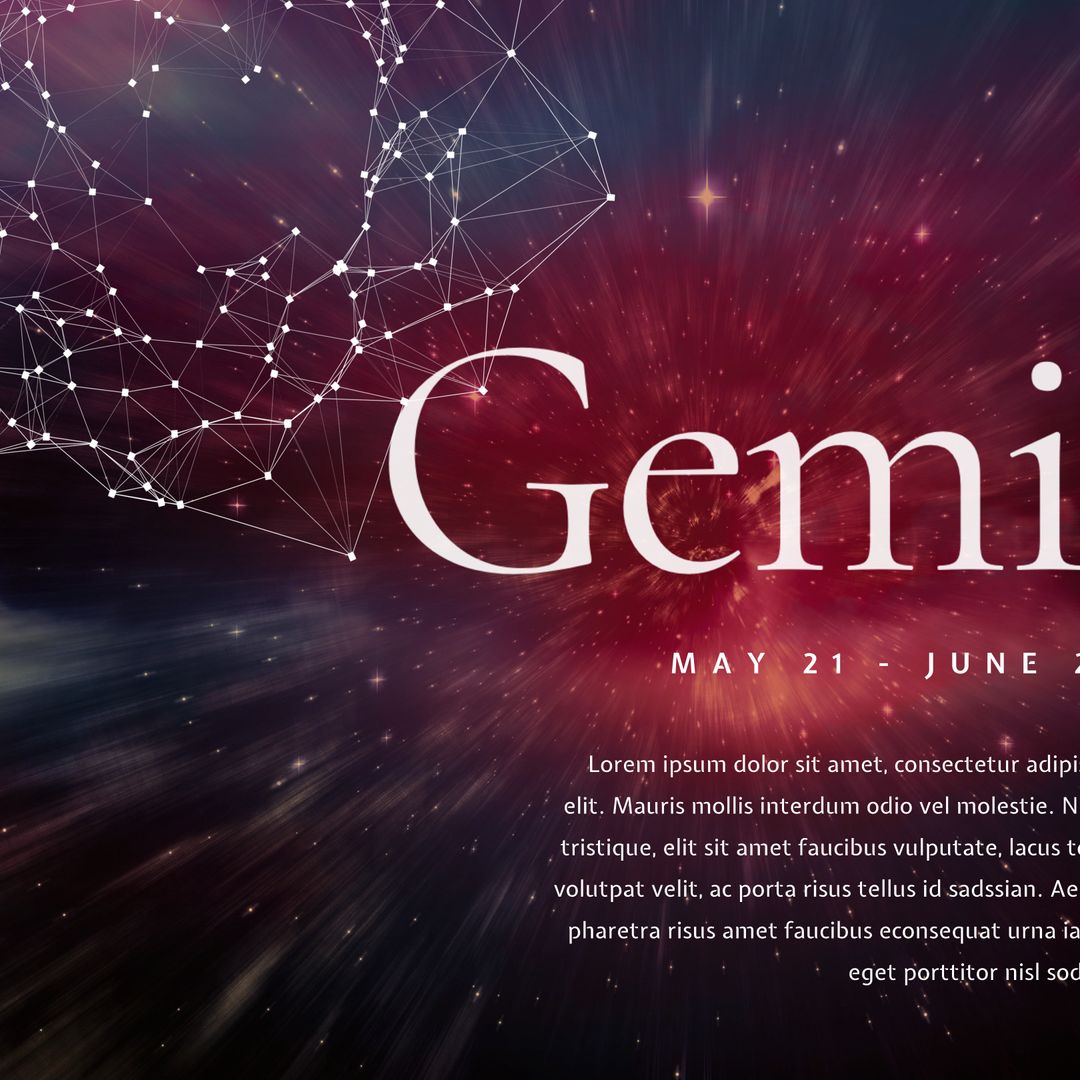 Mystical Cosmic Gemini Astrology Ad with Starry Sky Background - Download Free Stock Templates Pikwizard.com