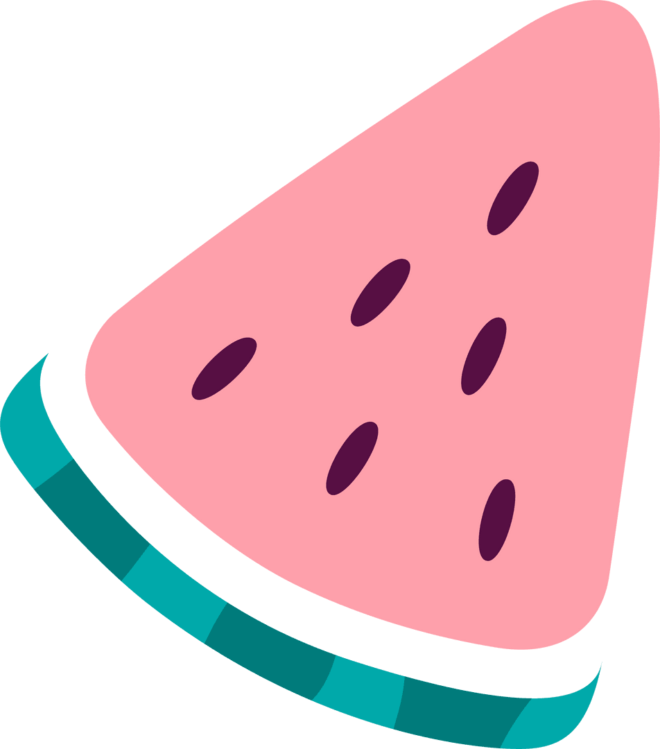 Minimalist Colorful Watermelon Slice with Transparent Background