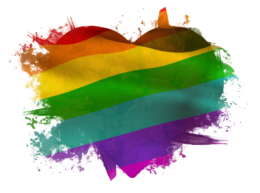 Heart Shaped Transparent Rainbow Brush Stroke Design