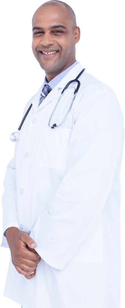Smiling Transparent Male Doctor Standing Confidently