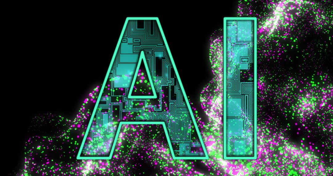 Futuristic AI Concept with Digital Design in Bright Colors