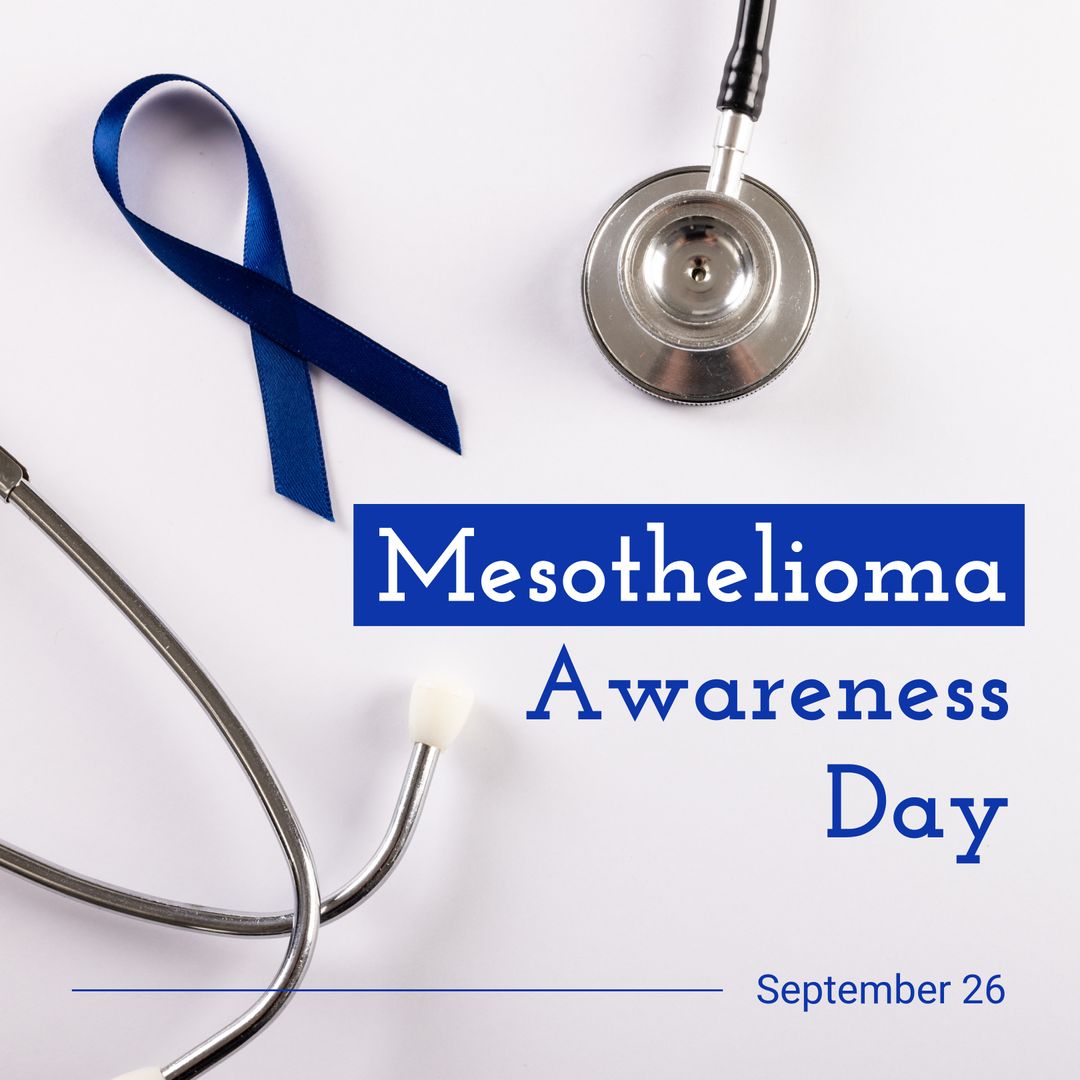 Mesothelioma Awareness Day Concept with Blue Ribbon and Stethoscope