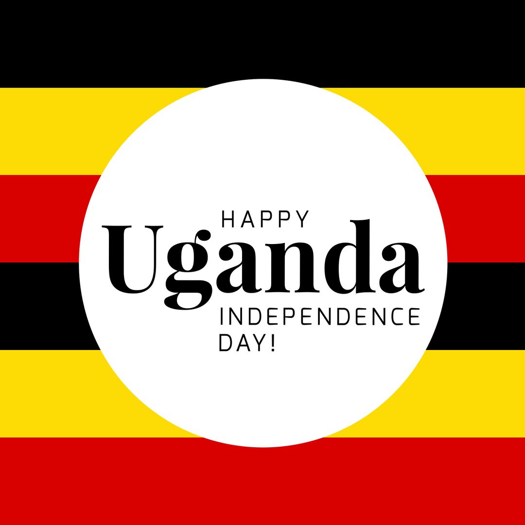 Uganda Independence Day Greeting on Flag Background