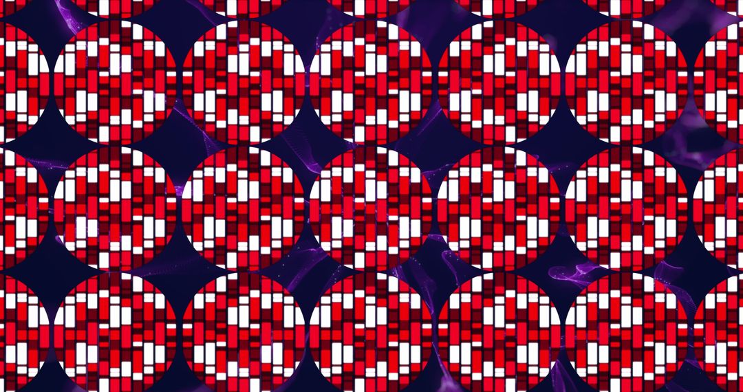 Abstract Geometric Circles with Red and White Grid