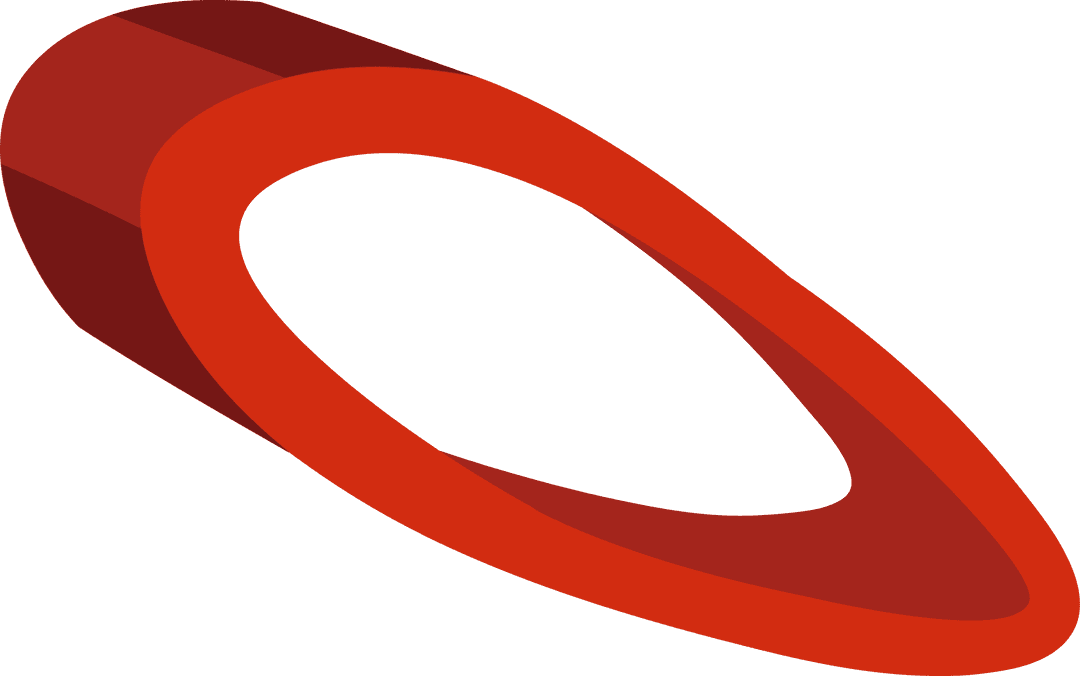 3D Gradient Red Elongated Torus on Transparent Background