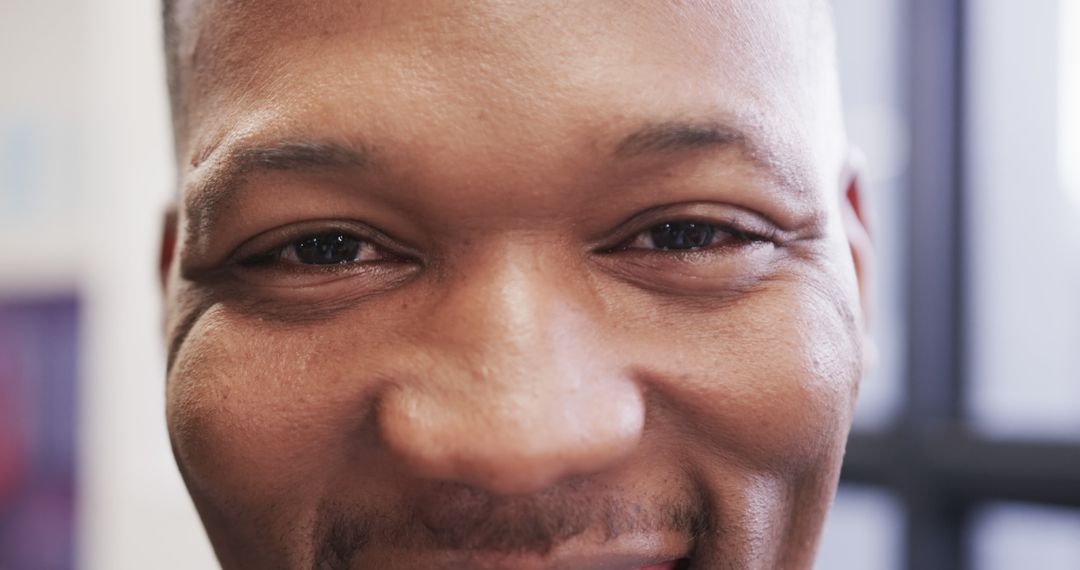 Close-Up of Smiling African American Man's Face - Free Images, Stock Photos and Pictures on Pikwizard.com