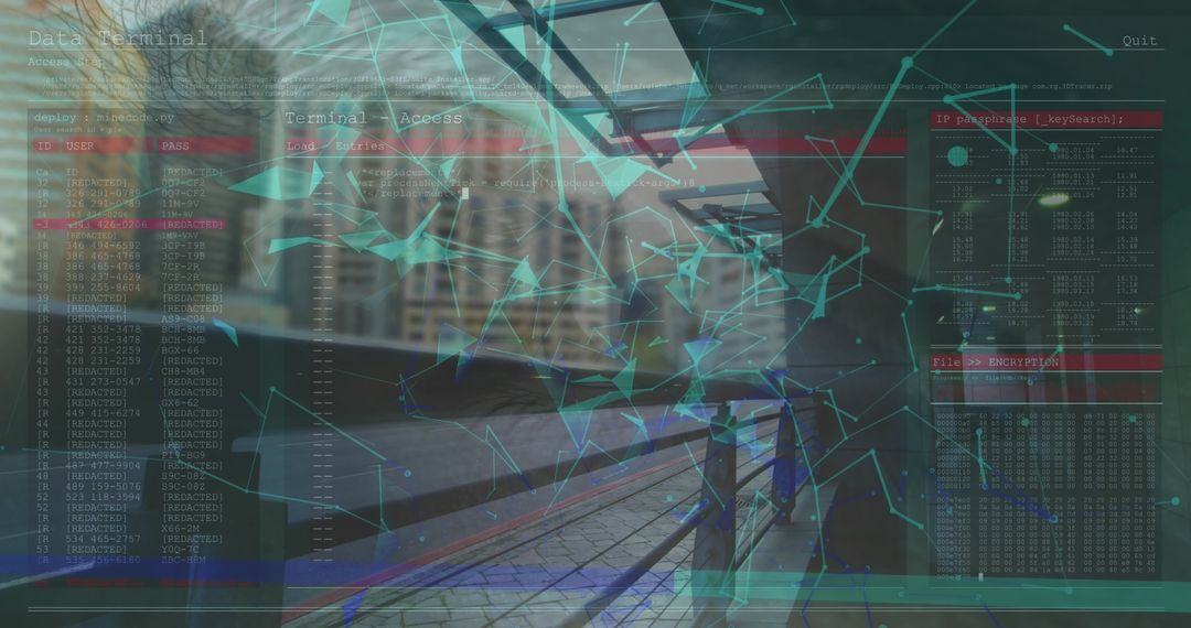 Futuristic Digital Network Overlay on Urban Cityscape