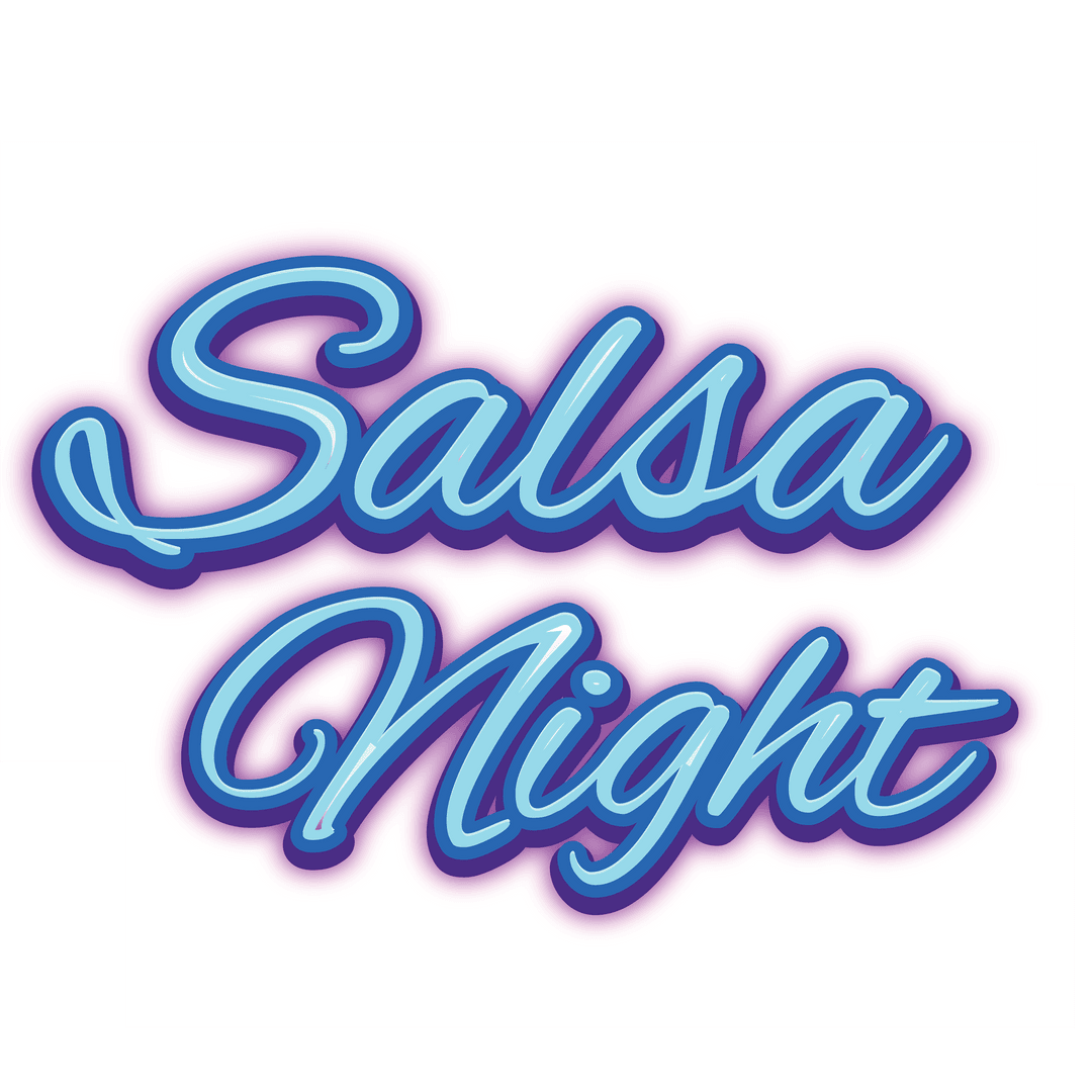 Transparent Salsa Night Neon Blue Lights Text