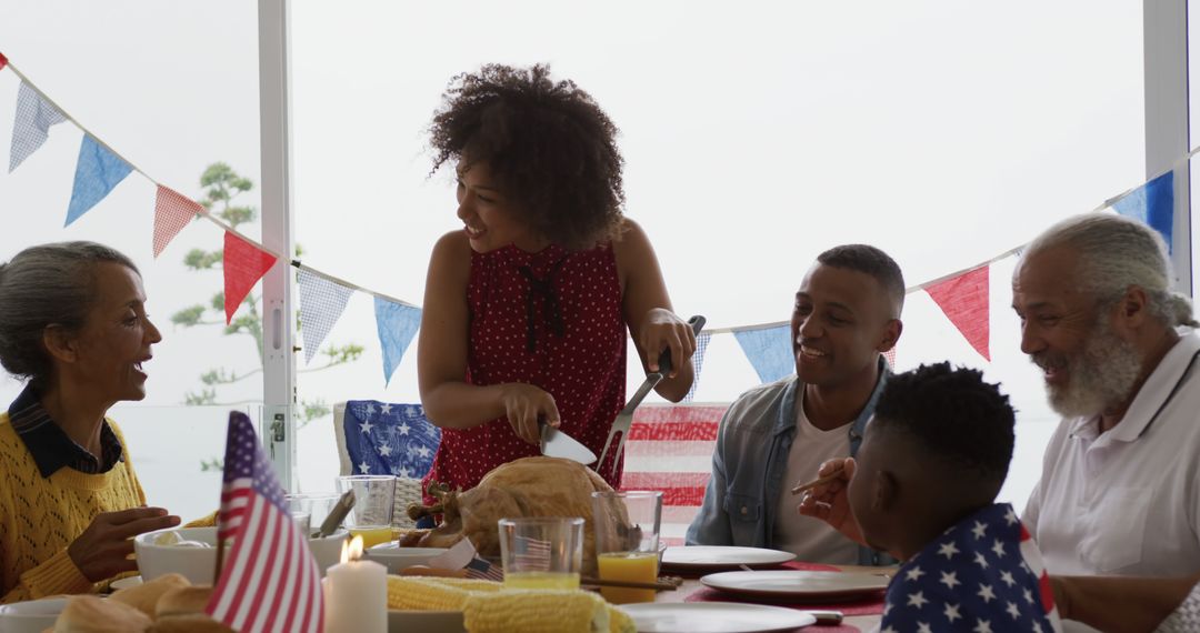 Diverse Family Celebrating Fourth of July with Festive Meal - Free Images, Stock Photos and Pictures on Pikwizard.com