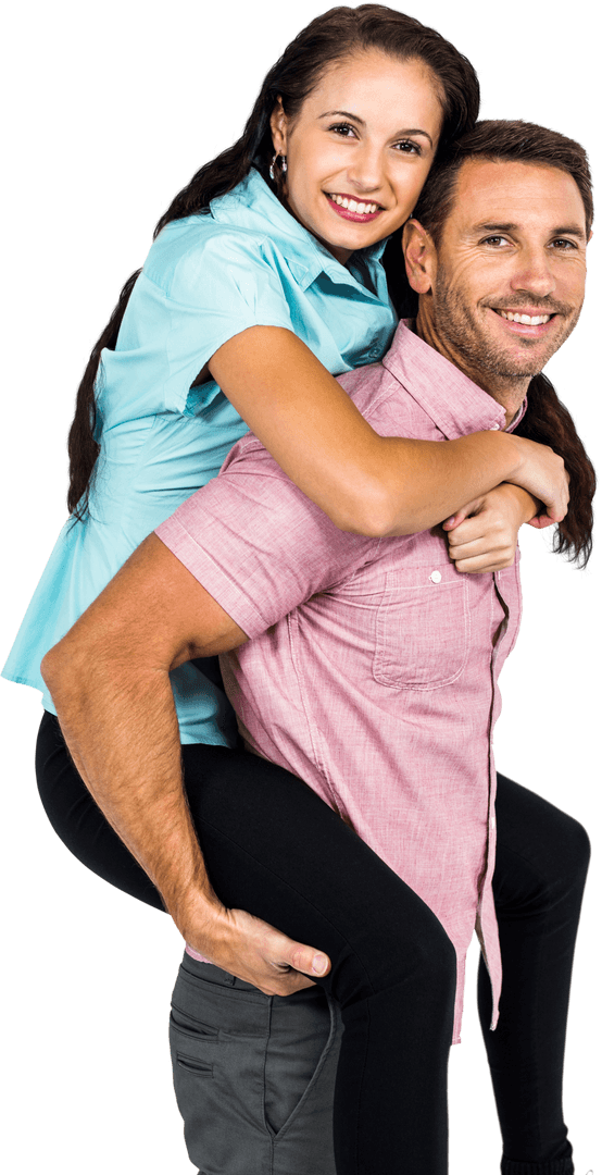 Couple Bonding with Laughing Man Piggybacking Partner