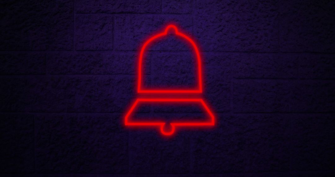 Red Neon Bell Icon on Grunge Brick Wall - Free Images, Stock Photos and Pictures on Pikwizard.com