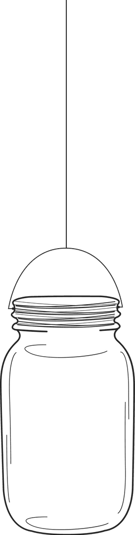 Transparent Minimalist Mason Jar Pendant Light Fixture Illustration