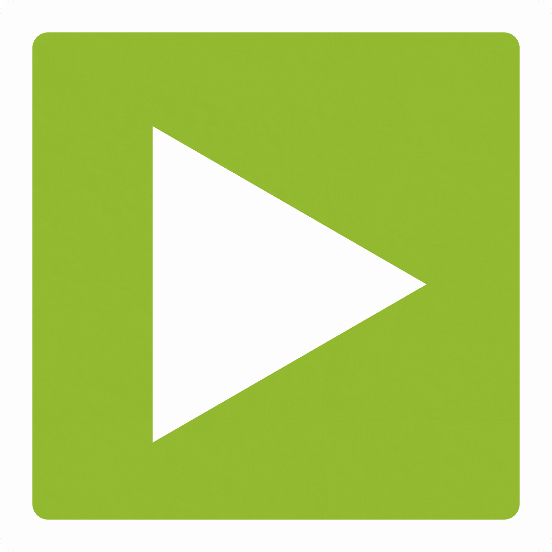 White Play Triangle Icon on Green Transparent Background