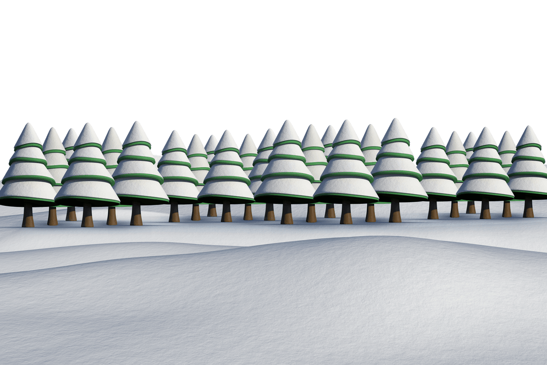 Snowy Pine Forest on Transparent Background for Seasonal Design
