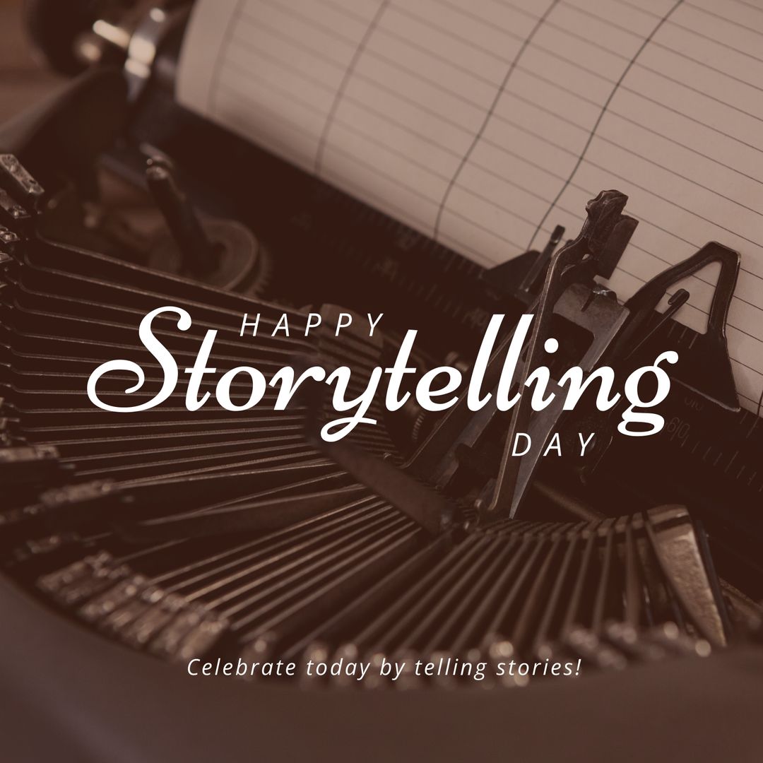 Typewriter with happy storytelling day message