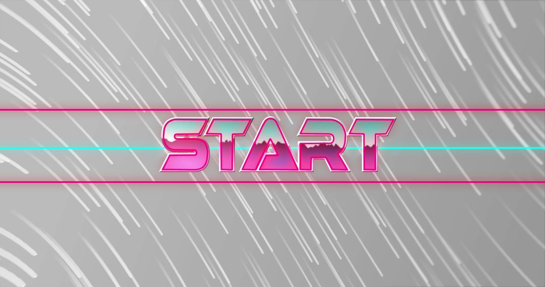 Glowing Start Text with Dynamic Light Trails Background