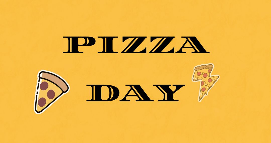 Celebratory Pizza Day Text with Fun Pizza Icons