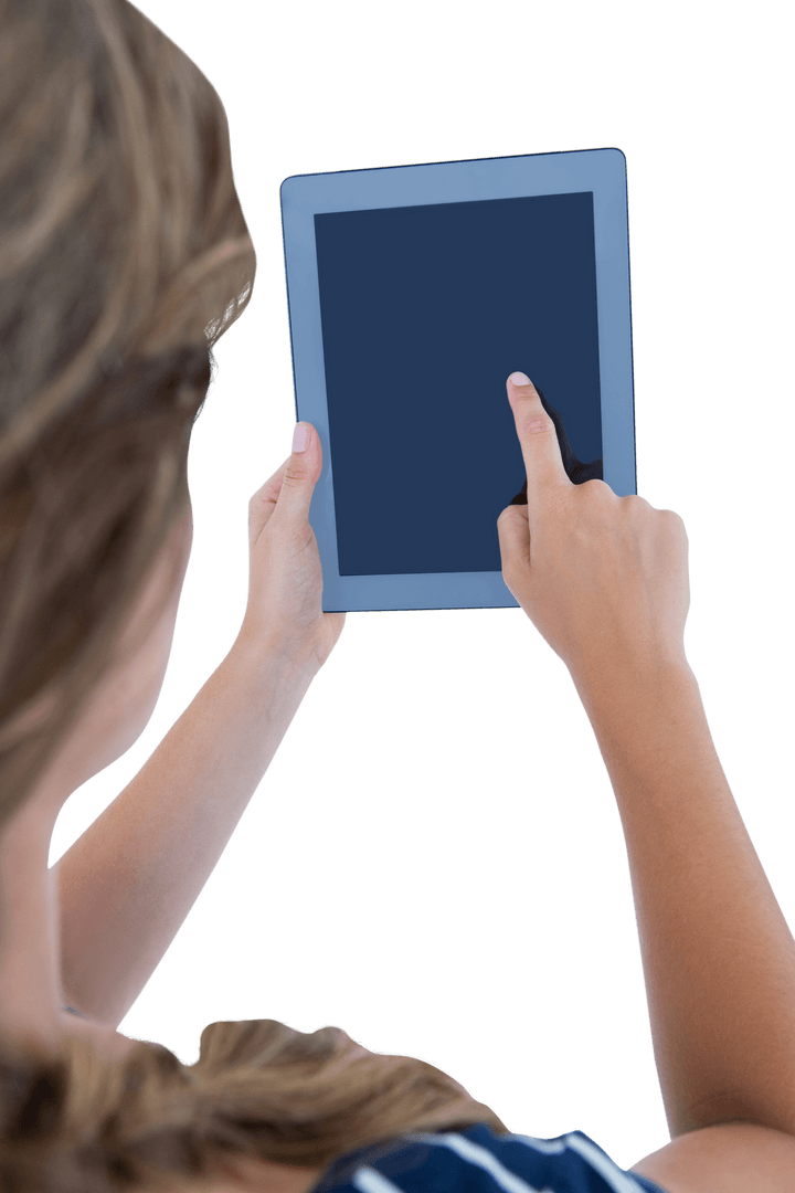 Transparent View of Woman Using Digital Tablet